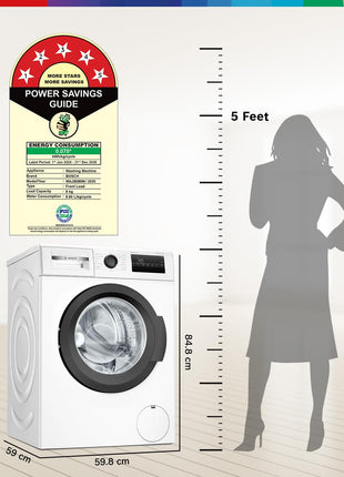 Bosch 8KG 5 Star Fully-Automatic Front Loading Washing Machine (WAJ28260IN,White,AI Active Water Plus,In-Built Heater) 