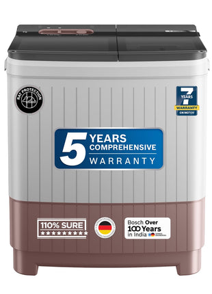 Bosch 9 kg 5 Star Semi-Automatic Top Loading Washing Machine (2025 Model, WJP904C0IN, 3 Wash Programs, Anti-Rust Body, 1300 RPM Spin Speed, Wine, 5 Years Comprehensive Warranty) 