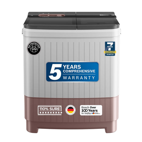 Bosch 9 kg 5 Star Semi-Automatic Top Loading Washing Machine (2025 Model, WJP904C0IN, 3 Wash Programs, Anti-Rust Body, 1300 RPM Spin Speed, Wine, 5 Years Comprehensive Warranty) 