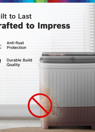 Bosch 9 kg 5 Star Semi-Automatic Top Loading Washing Machine (2025 Model, WJP904C0IN, 3 Wash Programs, Anti-Rust Body, 1300 RPM Spin Speed, Wine, 5 Years Comprehensive Warranty) 