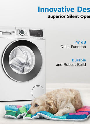 Bosch 9kg 5 Star Anti Stain & AI Active Water Plus Fully Automatic Front Load Washing Machine with Built in Heater (WGA14200IN, Pretreatment & Steam with Anti Bacteria and 5 Star Inverter, White) 