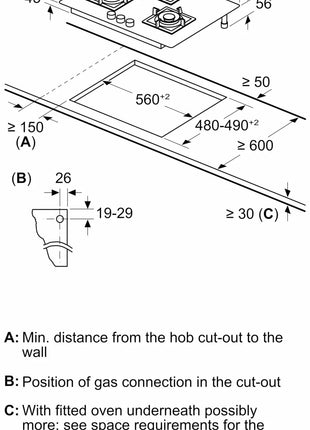 Bosch Built in Gas Hob Black Tempered glass Glass 3 Burner Auto Ignition 75 cm Full Brass 3D Ring Burners with Matt Black Heat Shields & Cast Iron pan supports (PND7B6G20I) 