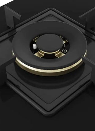 Bosch Built in Gas Hob Black Tempered glass Glass 3 Burner Auto Ignition 75 cm True Brass 2D Ring Burners with Glossy Black Heat Shields & Enameld pan supports (PND7B6F10I) 