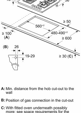 Bosch Built in Gas Hob Black Tempered glass Glass 4 Burner Auto Ignition 60 cm Italian Double Ring Burners (PNH6B6B12I) 