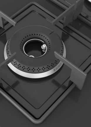 Bosch Built in Gas Hob Black Tempered glass Glass 4 Burner Auto Ignition 60 cm Italian Double Ring Burners (PNH6B6B12I) 