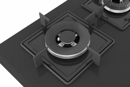 Bosch Built in Gas Hob Black Tempered glass Glass 4 Burner Auto Ignition 60 cm Italian Double Ring Burners (PNH6B6B12I) 