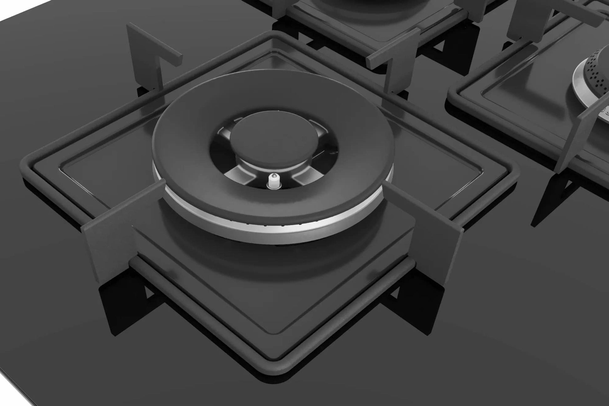 Bosch Built in Gas Hob Black Tempered glass Glass 4 Burner Auto Ignition 75 cm Italian Double Ring Burners (PNI7B6B10I) 