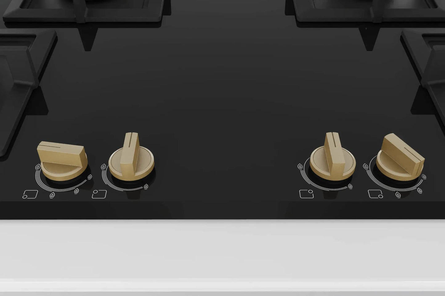 Bosch Built in Gas Hob Black Tempered glass Glass 4 Burner Auto Ignition 90 cm Full Brass 3D Ring Burners with Matt Black Heat Shields & Cast Iron pan supports (PNF9B6G20I) 