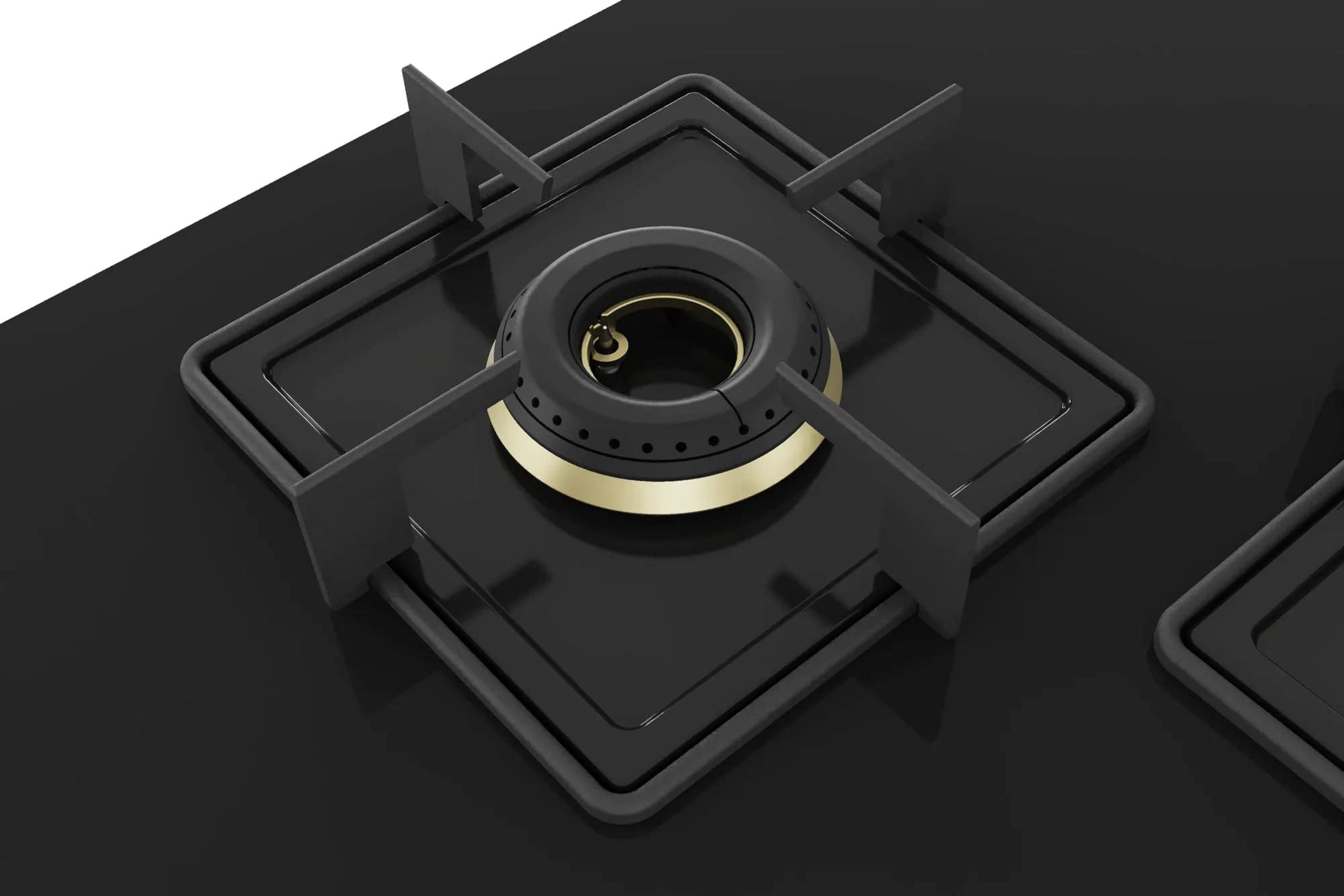 Bosch Built in Gas Hob Black Tempered glass Glass 4 Burner Auto Ignition 90 cm True Brass 2D Ring Burners with Glossy Black Heat Shields & Enameld pan supports (PNF9B6F10I) 