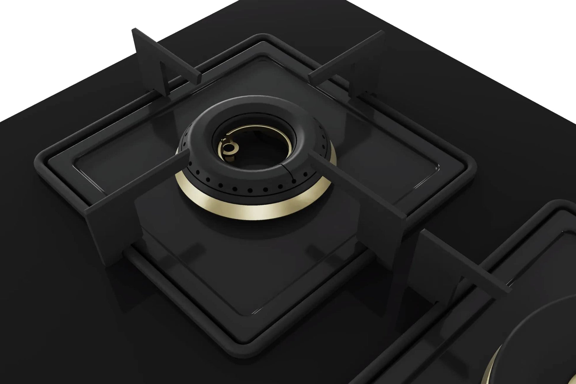 Bosch Built in Gas Hob Black Tempered glass Glass 5 Burner Auto Ignition 90 cm True Brass 2D Ring Burners with Glossy Black Heat Shields & Enameld pan supports (PNV9B6F10I) 