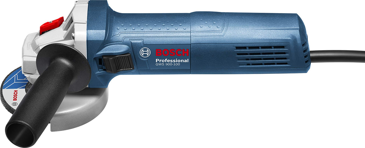 Bosch GWS 900-100 Heavy Duty Electric Angle Grinder, 900W, M10, 100 mm Disc Dia., Lockable Switch, Direct Cooling, 1.9 kg + Wrench, Protective Guard & Auxiliary Handle, 1 Year Warranty 