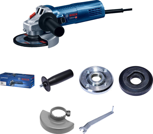 Bosch GWS 900-125 S Heavy Duty Electric Angle Grinder, 900W, M14, 11,000 rpm, Variable Speed, Lockable Switch, Restart Protection, 1.9 kg +4 Bosch Accessories, 1 Year Warranty 