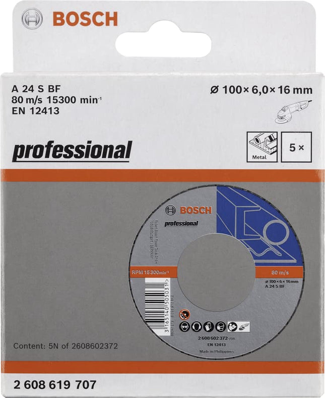 Bosch Professional Cutting disc, Size- 4" / 100mm, Eco for Metal, Pack of 5 suitable for small angle grinder 
