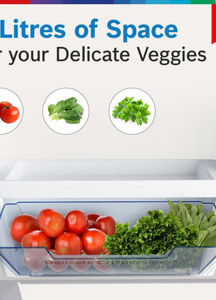 Bosch SmartChoice 207 L, 3 Star, Single Door Refrigerator with Industry's largest base drawer & veg box*(CST20S23PI,Fine Steel) |18 Hr Cooling Retention, 2.5x Faster Cooling, smart inverter compressor 