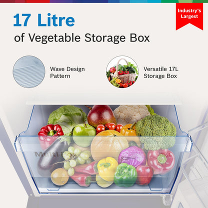 Bosch SmartChoice 207 L, 3 Star, Single Door Refrigerator with Industry's largest base drawer & veg box*(CST20S23PI,Fine Steel) |18 Hr Cooling Retention, 2.5x Faster Cooling, smart inverter compressor 
