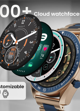 Boult Newly Launched Mirage Smart Watch 1.39''HD Screen, Bluetooth Calling, IP67, Zinc Alloy Frame, 500 Nits Brightness, AI Voice Assistant, SpO2 Monitoring, 120+ Sports Mode (Amber Blue) 