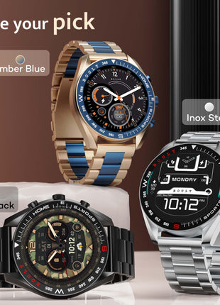 Boult Newly Launched Mirage Smart Watch 1.39''HD Screen, Bluetooth Calling, IP67, Zinc Alloy Frame, 500 Nits Brightness, AI Voice Assistant, SpO2 Monitoring, 120+ Sports Mode (Amber Blue) 