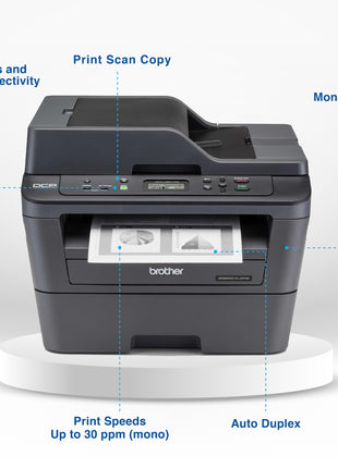 Brother DCP-L2541DW Auto Duplex Laser Printer With 30 PPM Print Speed, Multifunction Print Scan Copy, Automatic Document Feeder, 2 in 1 ID Copy Button, (WIFI, WIFI Direct, LAN, USB), Free Installation 
