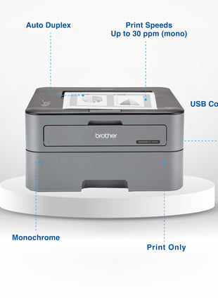 Brother HL-L2321D Automatic Duplex Laser Printers with 30 PPM Print Speed, 8 MB Memory, Large 250 Sheet Paper Tray, Wired USB Connectivity - Black 