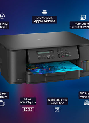 Brother Ink Tank DCP-T535DW New Launch (Print Scan Copy) WiFi Auto Duplex Printer, 128MB Memory, Print Pages Upto 15K in Black & 5K in Color Each (CMY) Get an Extra Black Ink Bottle, Free Installation 