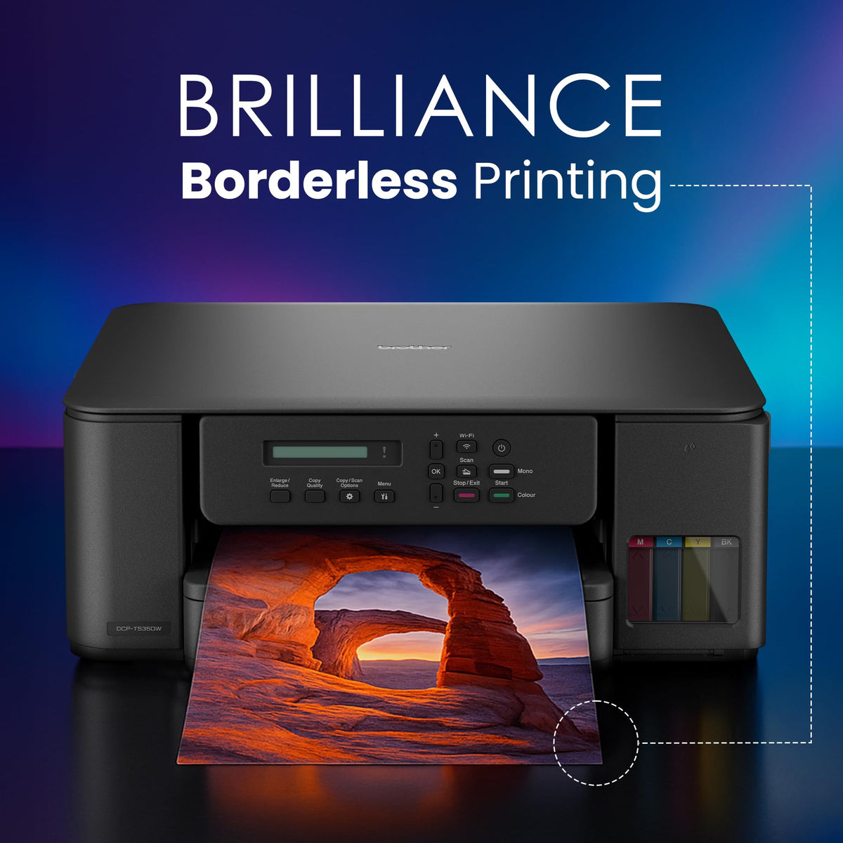 Brother Ink Tank DCP-T535DW New Launch (Print Scan Copy) WiFi Auto Duplex Printer, 128MB Memory, Print Pages Upto 15K in Black & 5K in Color Each (CMY) Get an Extra Black Ink Bottle, Free Installation 