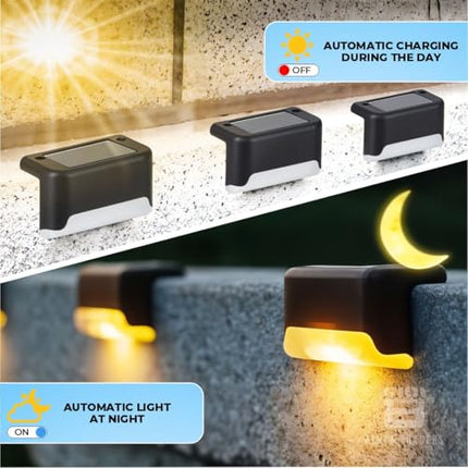 Btag Solar Deck Light, Rechargeable Waterproof LED Solar Lights for Stairs, Step, Fence, Railing, Yard with Ip65 Protection with Wide Angle Lighting Pack of 4 