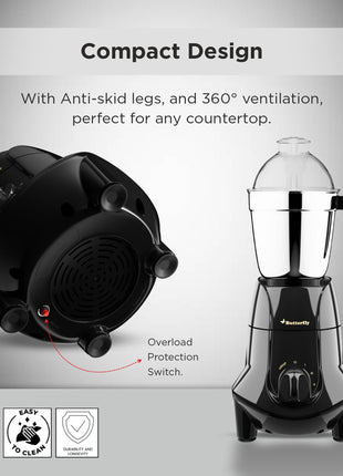 Butterfly Jet Elite Mixer Grinder, 750W, 4 Jars (Grey) 