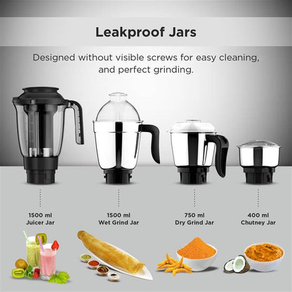 Butterfly Jet Elite Mixer Grinder, 750W, 4 Jars (Grey) 