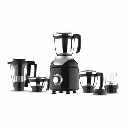 Butterfly ZieraChrome 750 Watt Mixer Grinder | 5 Jars | Uniform Grinding with Tornado Blade & Lid | Long Lasting Annealed SS Jars | Torx21 Motor| Juicer/Blender Jar | 5 Years Warranty 