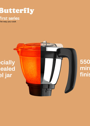 Butterfly ZieraChrome 750 Watt Mixer Grinder | 5 Jars | Uniform Grinding with Tornado Blade & Lid | Long Lasting Annealed SS Jars | Torx21 Motor| Juicer/Blender Jar | 5 Years Warranty 