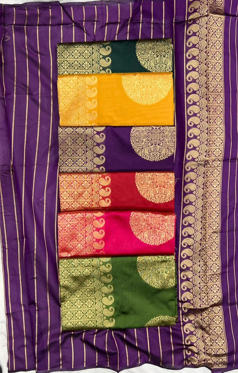 C J Enterprise Women's Banarasi Saree Pure Kanjivaram Silk Saree Soft Design Wear Pattu Sarees Latest Cotton With Blouse Piece Kanchipuram for Wedding sadi new ladies 2025 (KeriGola-51) (Yellow) 