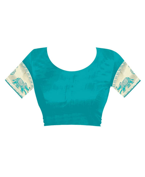 C J Enterprise Women's Pure Kanjivaram Soft Silk Saree Banarasi Design Wear Pattu Sarees Latest Party Cotton Sari collections With Blouse Piece for Wedding sadi new ladies 2025 (Pari9016-51) (Firozi) 