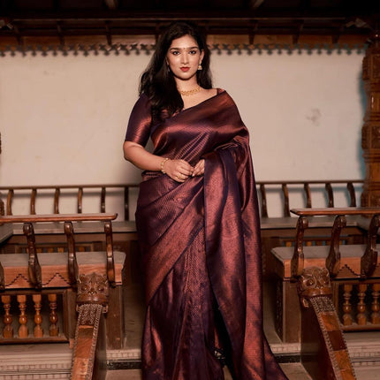 C J Enterprise Women's Pure Soft Kanjivaram Silk Sarees For Wedding Banarasi Pattu Saree With Blouse Piece (Navya-BS16-51) (Navy Blue) 