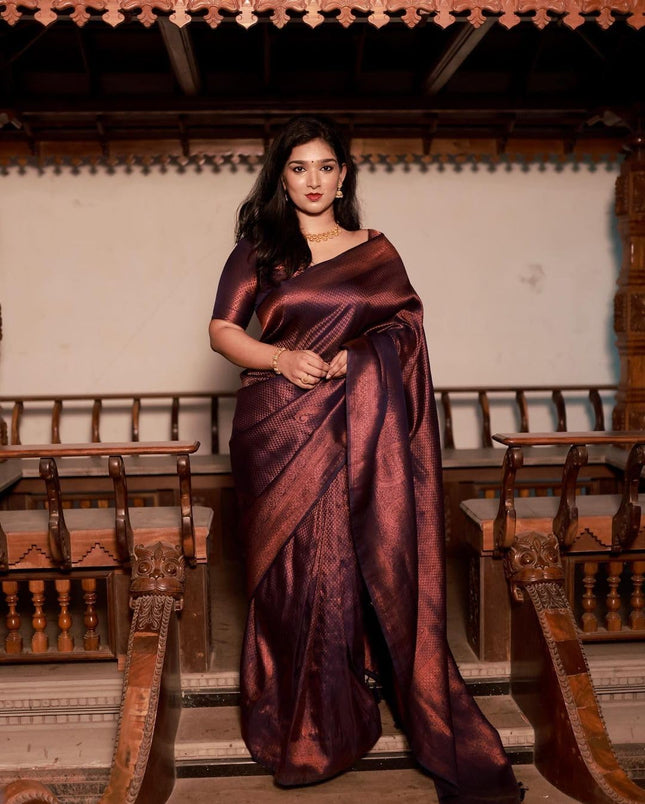 C J Enterprise Women's Pure Soft Kanjivaram Silk Sarees For Wedding Banarasi Pattu Saree With Blouse Piece (Navya-BS16-51) (Navy Blue) 