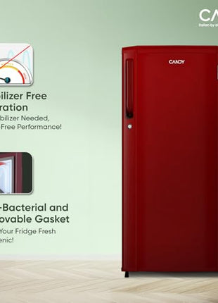 CANDY 165L 1 Star Direct Cool Single Door Refrigerator with Stabilizer free Operation (Red Mono, CSD1761RM) 