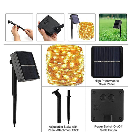 CBK Solar Fairy String Light 200 LEDs 20 Meter Inbuilt Rechargable Batery IP65 Waterproof 8 Mode Copper Wire for Indoor Outdoor Garden Yard Balcony Diwali Christmas Party & Home Decor Led Light 