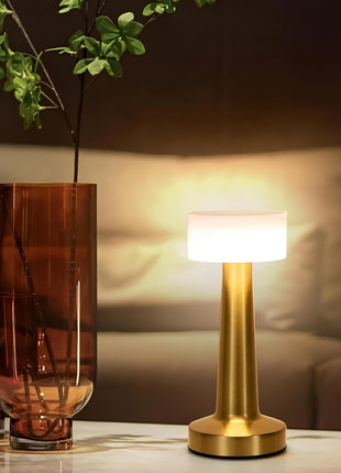 CLAPONE LED Table Lamp – Touch Control with 3 Brightness Levels & 3 Color Modes | Rechargeable Metal Desk Lamp for Bedroom, Nightstand, Living Room, Office & Study Table (Gold White, 1 Pcs) 