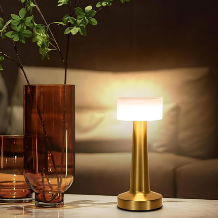 CLAPONE LED Table Lamp – Touch Control with 3 Brightness Levels & 3 Color Modes | Rechargeable Metal Desk Lamp for Bedroom, Nightstand, Living Room, Office & Study Table (Gold White, 1 Pcs) 