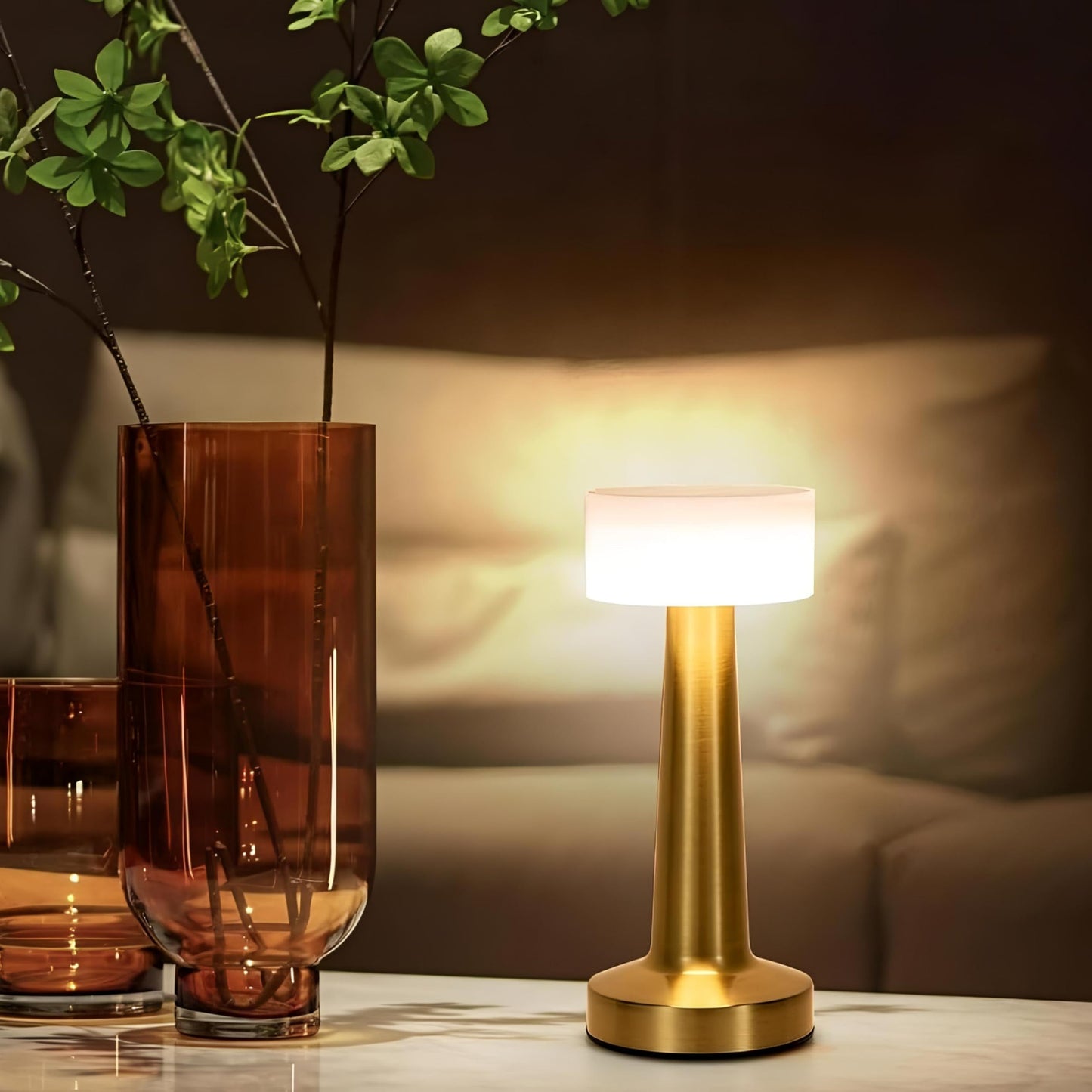 CLAPONE LED Table Lamp – Touch Control with 3 Brightness Levels & 3 Color Modes | Rechargeable Metal Desk Lamp for Bedroom, Nightstand, Living Room, Office & Study Table (Gold White, 1 Pcs) 