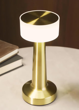 CLAPONE LED Table Lamp – Touch Control with 3 Brightness Levels & 3 Color Modes | Rechargeable Metal Desk Lamp for Bedroom, Nightstand, Living Room, Office & Study Table (Gold White, 1 Pcs) 