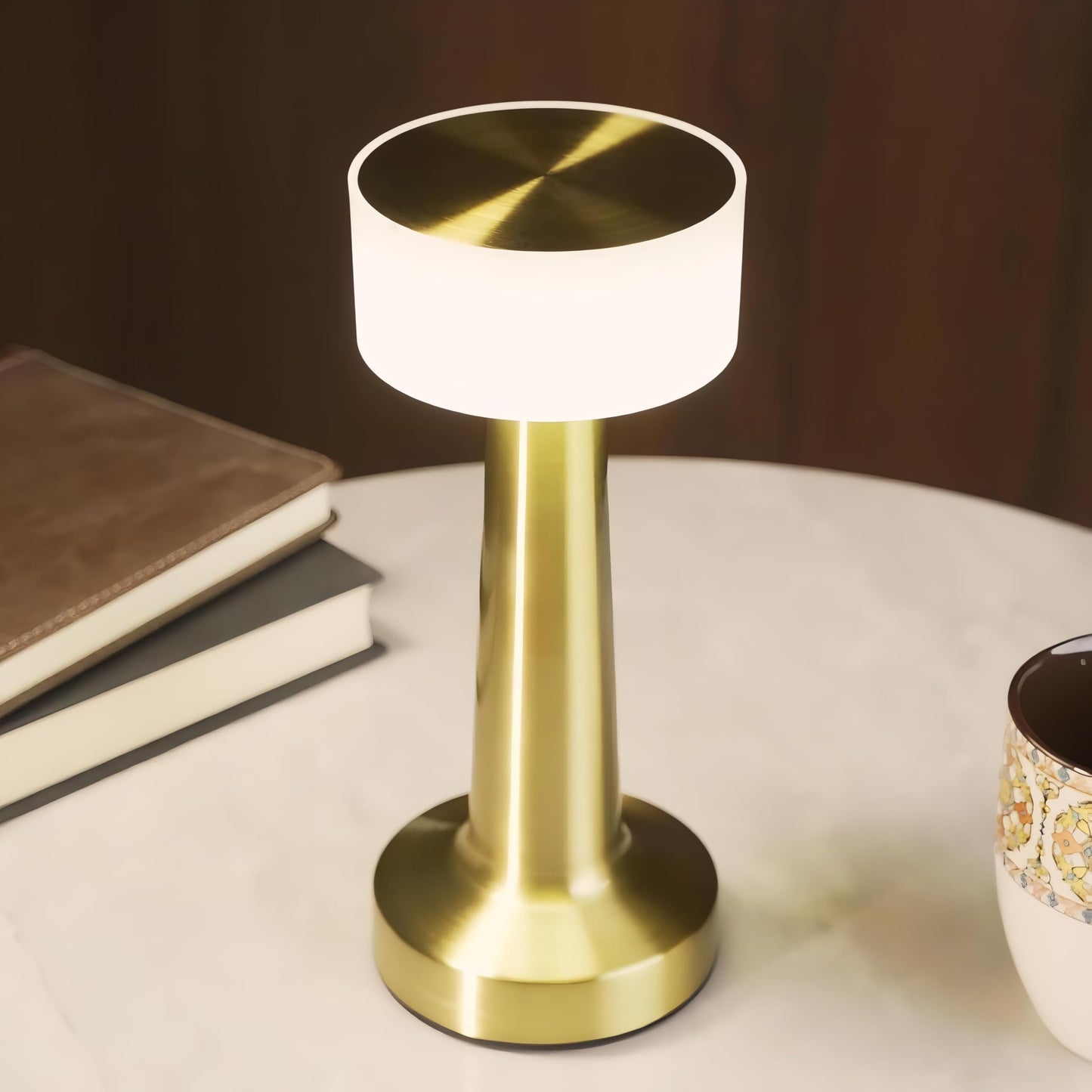 CLAPONE LED Table Lamp – Touch Control with 3 Brightness Levels & 3 Color Modes | Rechargeable Metal Desk Lamp for Bedroom, Nightstand, Living Room, Office & Study Table (Gold White, 1 Pcs) 