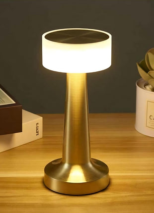 CLAPONE LED Table Lamp – Touch Control with 3 Brightness Levels & 3 Color Modes | Rechargeable Metal Desk Lamp for Bedroom, Nightstand, Living Room, Office & Study Table (Gold White, 1 Pcs) 
