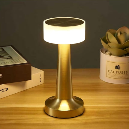 CLAPONE LED Table Lamp – Touch Control with 3 Brightness Levels & 3 Color Modes | Rechargeable Metal Desk Lamp for Bedroom, Nightstand, Living Room, Office & Study Table (Gold White, 1 Pcs) 