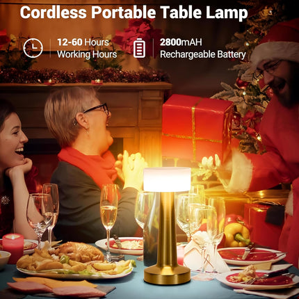 CLAPONE LED Table Lamp – Touch Control with 3 Brightness Levels & 3 Color Modes | Rechargeable Metal Desk Lamp for Bedroom, Nightstand, Living Room, Office & Study Table (Gold White, 1 Pcs) 