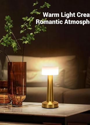 CLAPONE LED Table Lamp – Touch Control with 3 Brightness Levels & 3 Color Modes | Rechargeable Metal Desk Lamp for Bedroom, Nightstand, Living Room, Office & Study Table (Gold White, 1 Pcs) 