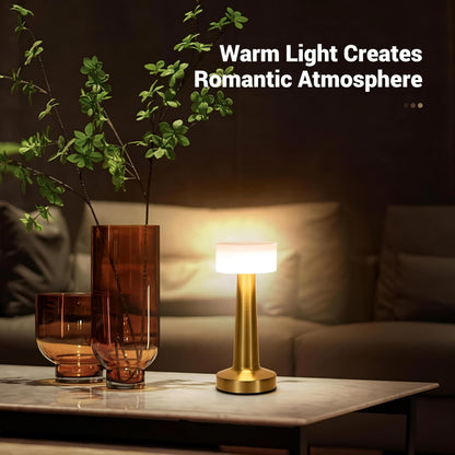 CLAPONE LED Table Lamp – Touch Control with 3 Brightness Levels & 3 Color Modes | Rechargeable Metal Desk Lamp for Bedroom, Nightstand, Living Room, Office & Study Table (Gold White, 1 Pcs) 