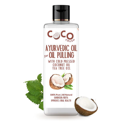COCO CRUSH Ayurvedic Coconut Oil for Oil Pulling, Cold-pressed & Virgin | Healthy Teeth - Coconut Oil, Tea Tree Oil (100ML) 