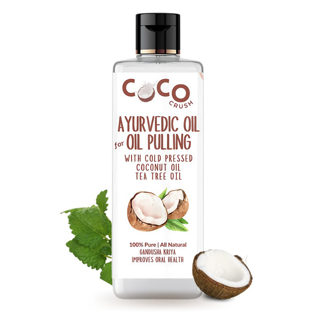 COCO CRUSH Ayurvedic Coconut Oil for Oil Pulling, Cold-pressed & Virgin | Healthy Teeth - Coconut Oil, Tea Tree Oil (100ML) 