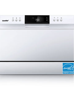 COMFEE’ Portable Mini Dishwasher, Energy Star, Countertop, 6 Place Settings, with 8 Washing Programs, Speed, Baby-Care, ECO& Glass, Dish Washer for Dorm, RV& Apartment, White 