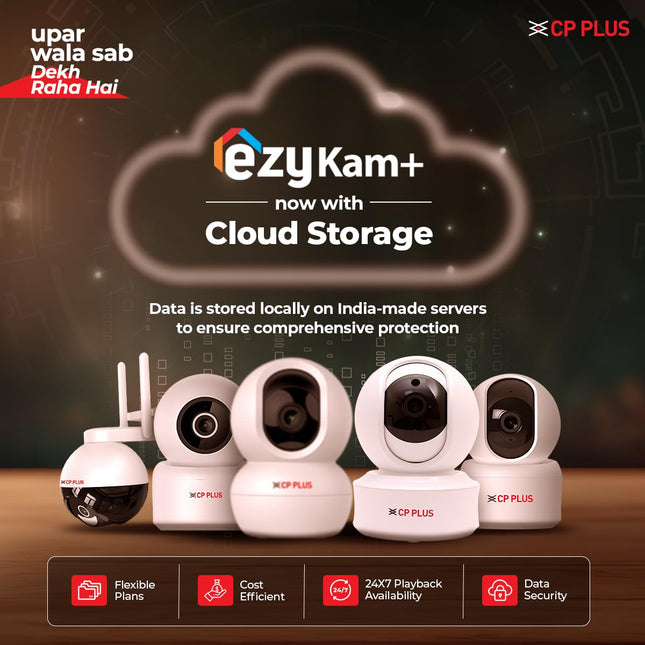 CP PLUS 3 MP Full HD Smart Wi-fi CCTV Camera | 360° Pan & Tilt | View & Talk | Motion Alert | Night Vision | SD Card (Up to 128 GB) | Alexa & OK Google | 2-Way Talk | IR Distance 10Mtr | CP-E35A 